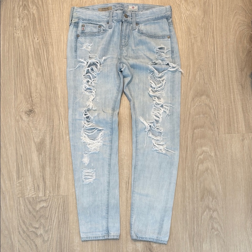 AG Adriano Goldschmied Light Blue Ripped Skinny Jeans